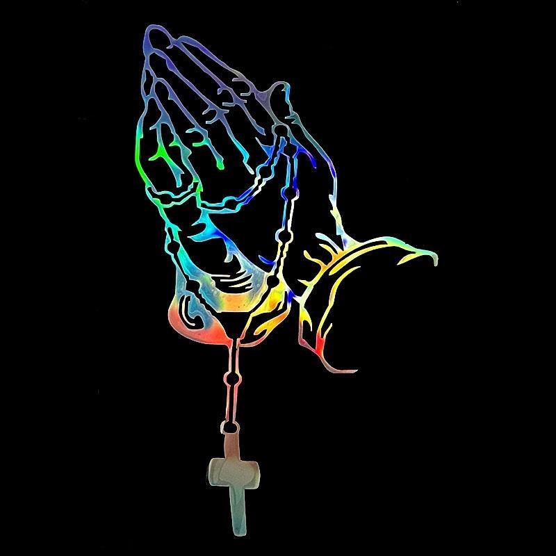 1pc Car Fashion Sticker Praying Hands and Rosary Sticker Auto Styling Window Glass Motorcycle Vinyl Decal Car Stickers