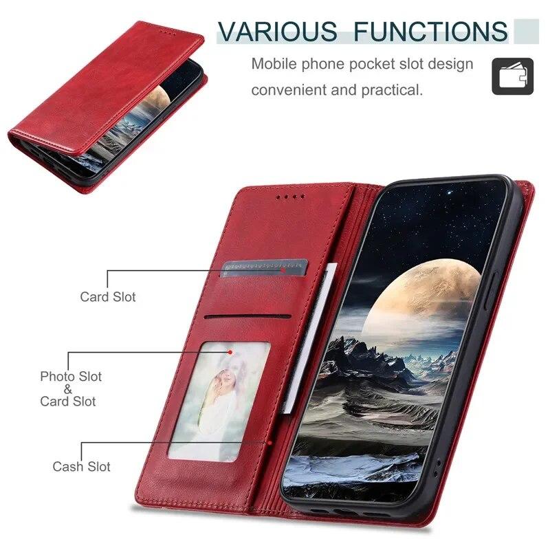 Кожаный чехол-кошелек для телефона XiaoMi POCO X5 Pro F5 M5S RedMi Note 12 Pro Plus 11 для Google Pixel 8 Pro 7A 7 для Huawei P60 Pro P50 P40 откидная крышка