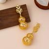 Light luxury hollow zircon gourd earrings women's handmade three-dimensional Fulu earrings temperament fashionable and versatile models, simple