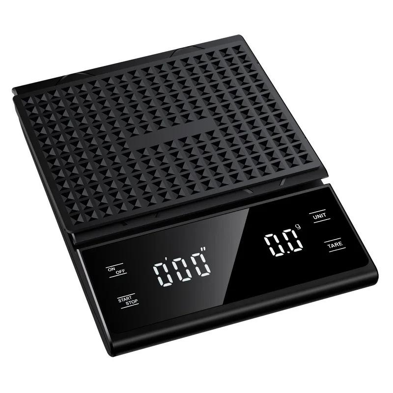 Цифровые USB кухонные весы для кофе, максимальная нагрузка 3 кг, высокая точность 0,1 г, светодиодный дисплей, встроенный таймер, подходят для кухни