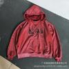 Oversized Washed Cotton Hoodie With Letter Print Unisex Streetwear Fall Casual Sweatshirt