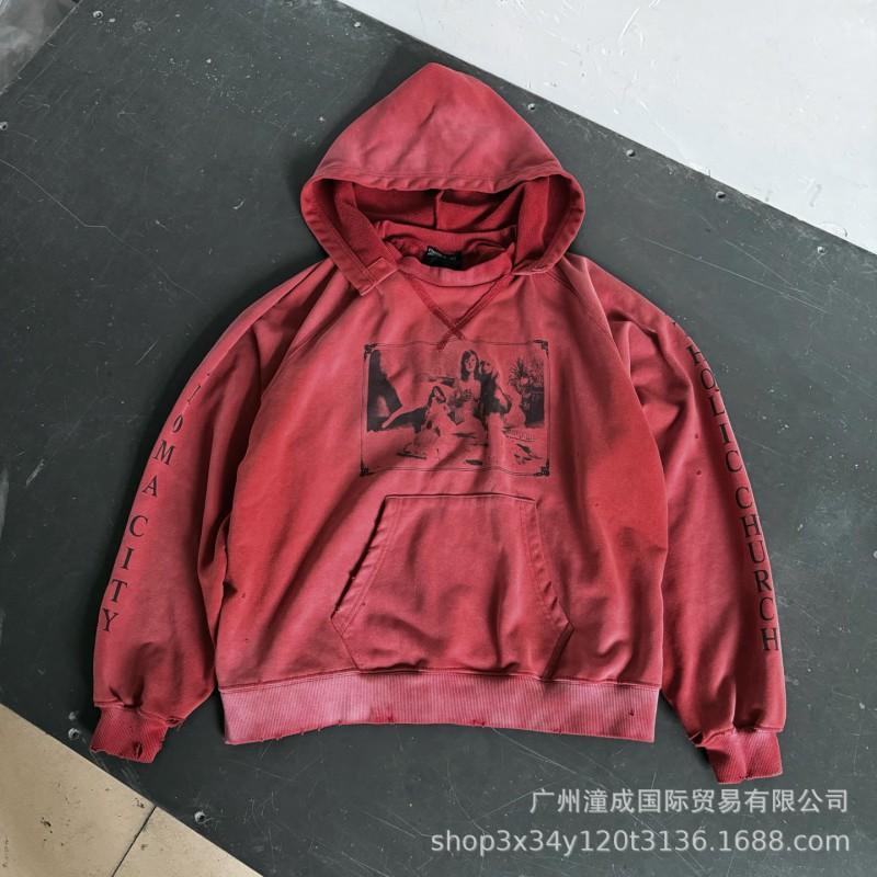 Oversized Washed Cotton Hoodie With Letter Print Unisex Streetwear Fall Casual Sweatshirt