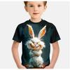Summer Round Neck 3D Cartoon Rabbit Printed Top Fashionable Casual Short Sleeved Children's Boy T-shirts