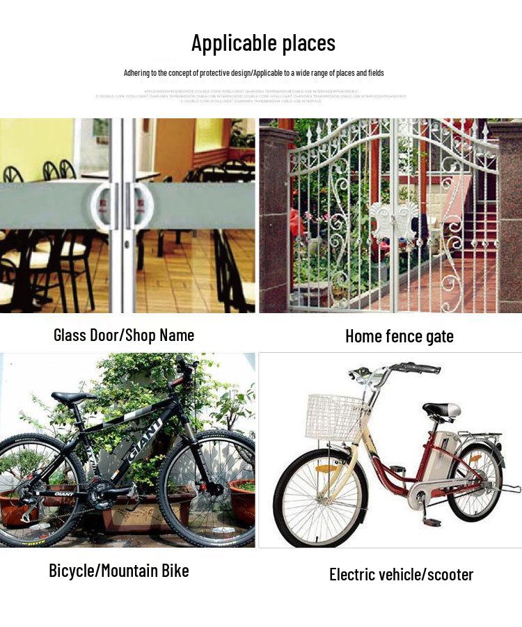Remote-Controlled Anti-Theft Glass Door Bicycle Helmet Lock with Steel Cable