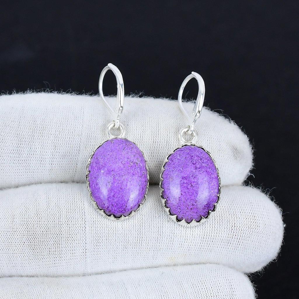 Серьги из стерлингового серебра 925 пробы с натуральным пурпуритом, серьги-подвески из серебра в стиле бохо, подарки на День матери, подарки для нее