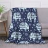 Cute Elephant Print Throw Blanket African Animals Warm Cozy Flannel Home Decor Colorful Dreamy Bubbles Pattern