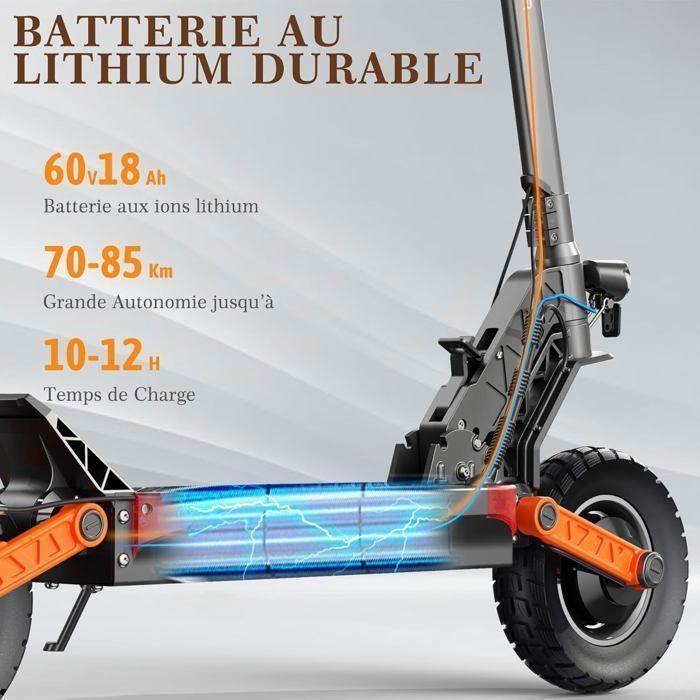 JOYOR S10-SZ - Scooter électrique - Deux moteurs 1000 W, batterie 60 V 18 Ah - Vitesse maximale 60 km/h - Noir