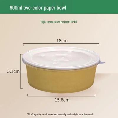 Одноразовые крафт-бумажные миски с ПП-крышками, 900 мл, Extra Thick