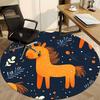 1PC Horse Winter Office Round Area Rug,  Mat Suitable ForOffice, Under Office Chairs Bedroom Living Room Home Decor, Room Deco