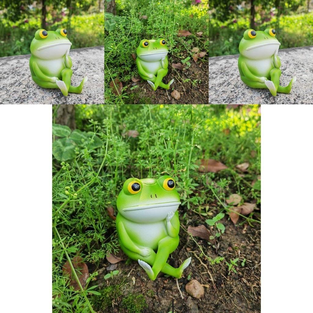 Очаровательная Задумчивая Лягушка Садовая Статуя Скульптура Для Украшения Дома и Рабочего Стола из Смолы