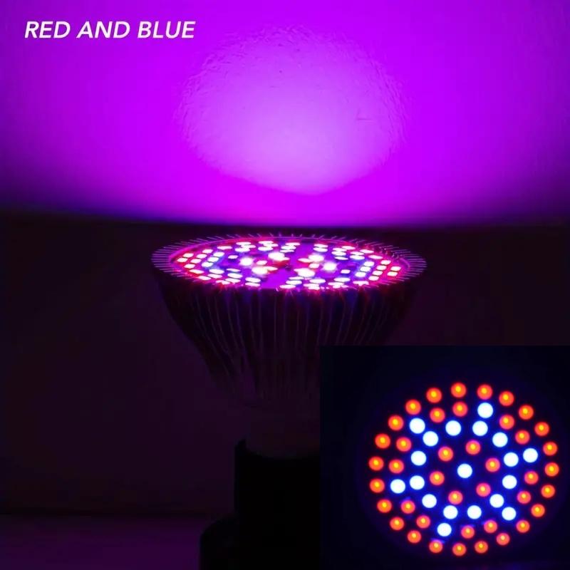 1 шт. светодиодная лампа полного спектра для выращивания растений E27, красная, синяя, 60 светодиодов, 220 В, лампа для выращивания растений, теплица, палатка, гидропонное выращивание, овощи, цветы