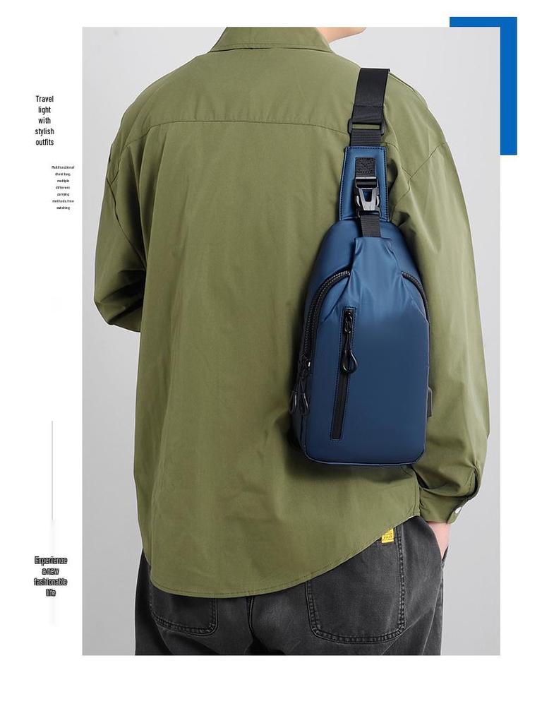 New Trendy One-Shoulder Crossbody Bag: Korean Style Men's Fashion Sports Chest Backpack