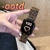 Trendli Leopard Printli iwatch uchun 38mm 42mm 41mm Tasma Apple Watch uchun Series 8 Ultra 49mm SE 7 6 5 40mm 44mm 45mm Zanglamaydigan Po'lat Bilaguzuk