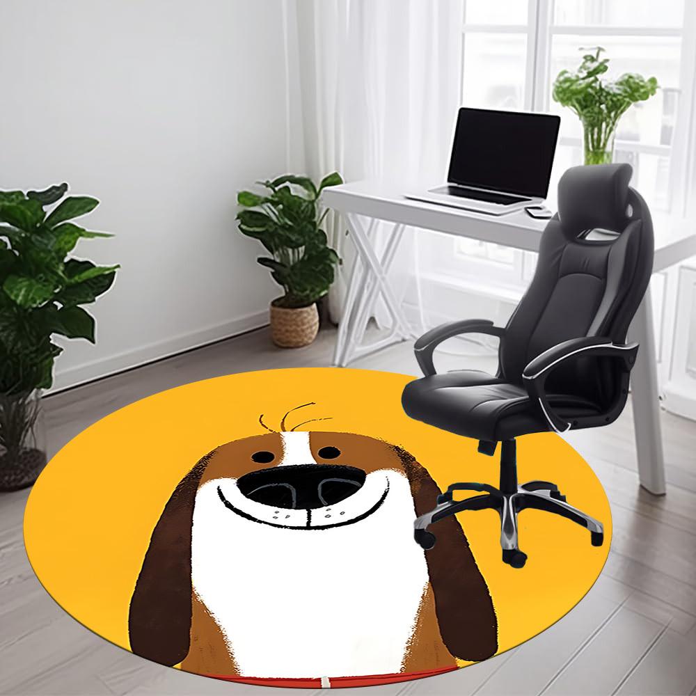 1PC Puppy Pet Office Round Area Rug,  Mat Suitable ForOffice, Under Office Chairs Bedroom Living Room Home Decor, Room Deco