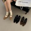 2025 Autumn New Versatile Commuter Soft Sole Not Tired Feet Mary Jane Shallow Mouth Super Soft Square Head Suede Thick Heel Single Shoes Women