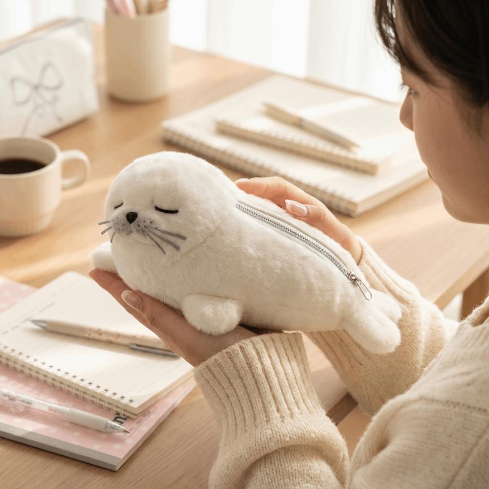 Fish Seal Pencil Case Animal Shaped Pen Pouch Funny Storage Pouch Girl