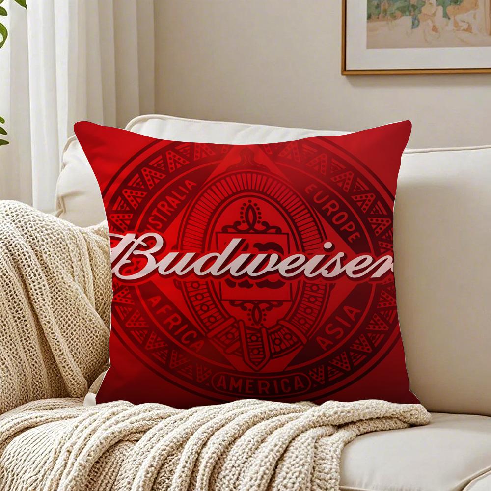 Beer Brand BBudweiser BBudvar Czech Cushion Cover Linen Pillowcase Soft for Sofa Bed Home Room Decor