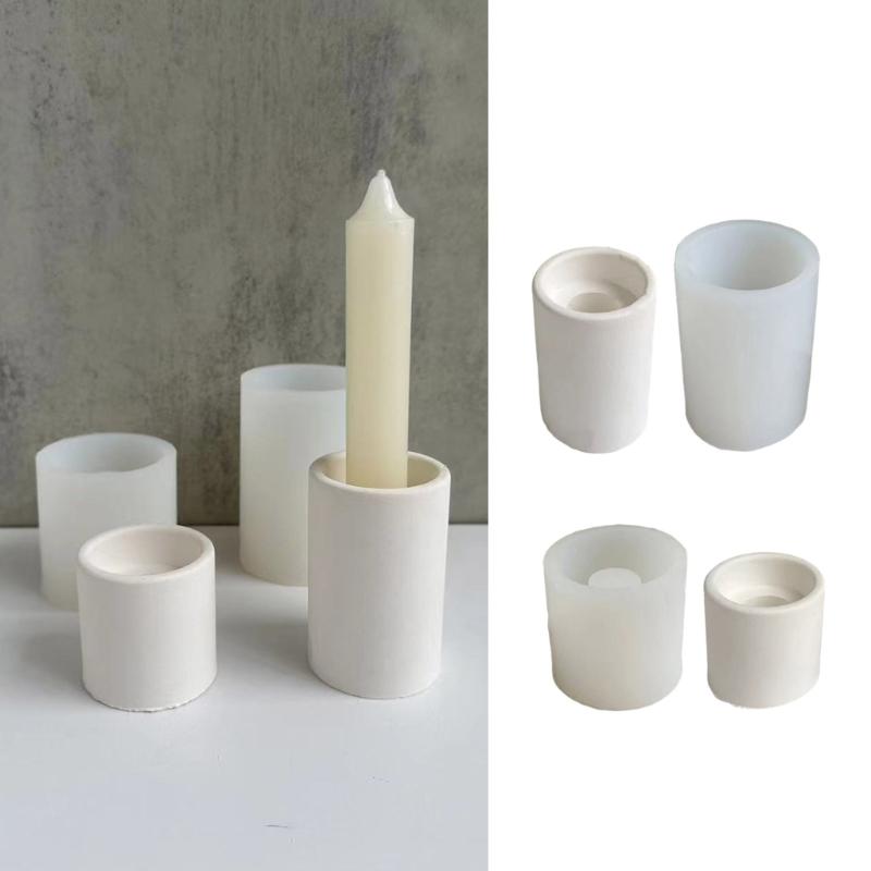 Форма для DIY cylindrical подсвечника, антипригарная подставка для свечи, гипсовая форма, длинные/короткие подсвечники, силиконовая форма, декор для дома