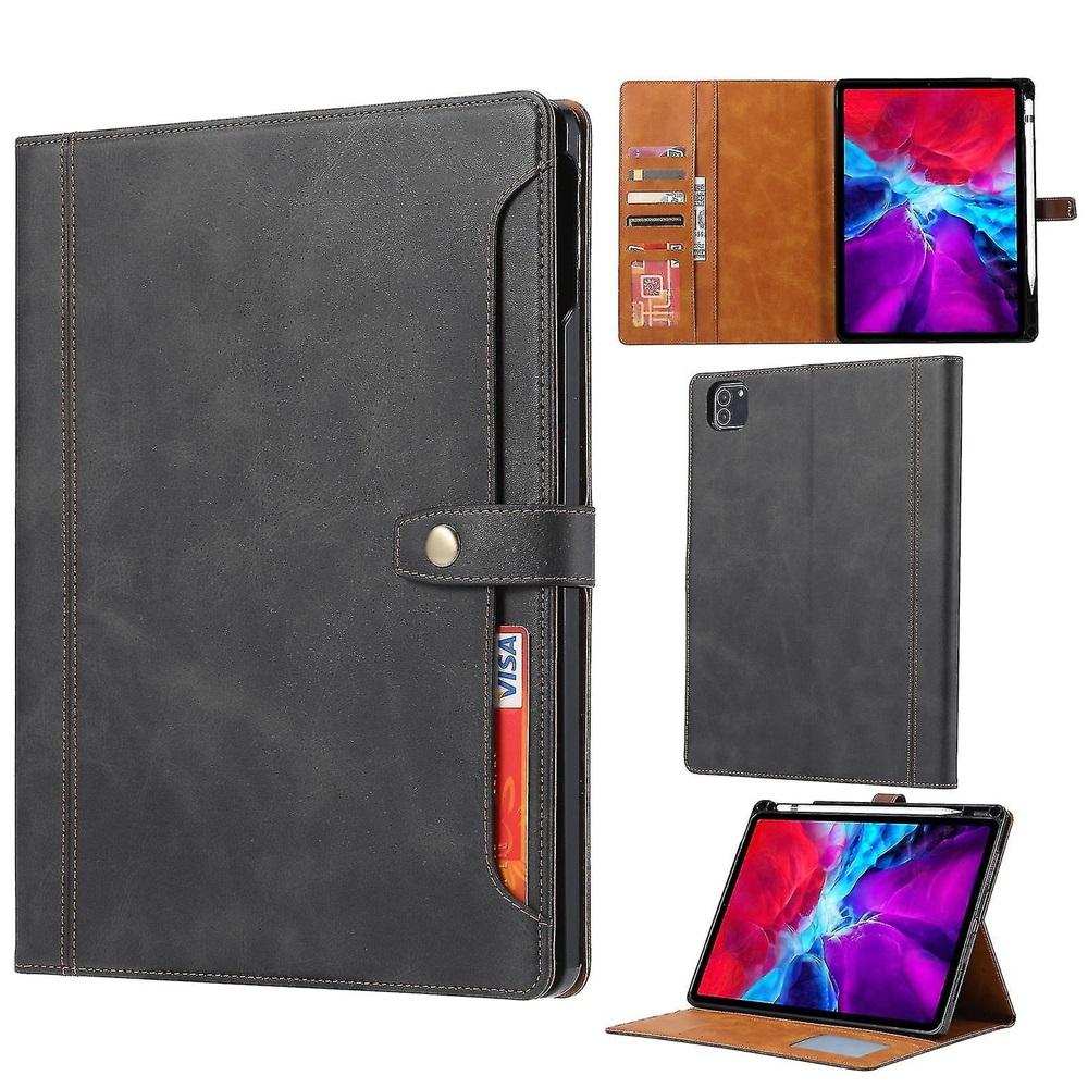 Новый кожаный чехол-книжка с двойным сгибом для iPad Pro 12.9 2022/2021/2020 с текстурой теленка, горизонтальный флип, с фоторамкой, подставкой, слотами для карт и кошельком