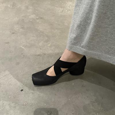 Версия из овчины~ Кожаные балетки женские ретро толстый каблук туфли-лодочки французский квадратный носок фея стиль Мэри Джейн туфли на высоком каблуке