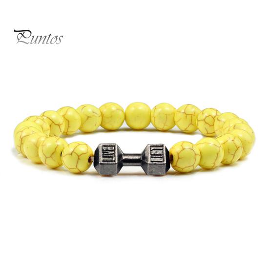 Браслет из бисера со штангой в этническом стиле, целебная энергия, красочный искусственный бирюзовый натуральный камень, круглые бусины, браслет для девочек, модные украшения