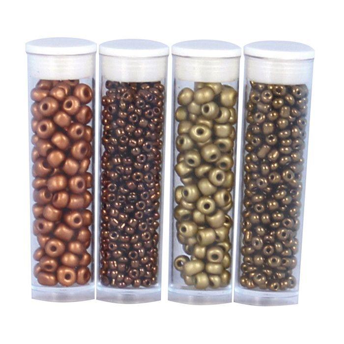 MégaCréa DIY - Perle Rocaille tubes 8 g Cuivre doré 4 pièces