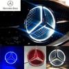 AABGZ1 Mercedes Benz W205, C, E, R, ML, GL, GLA, CLA, CLS, 2013-2016 car front star logo, LED illuminated logo, white light, blue and r