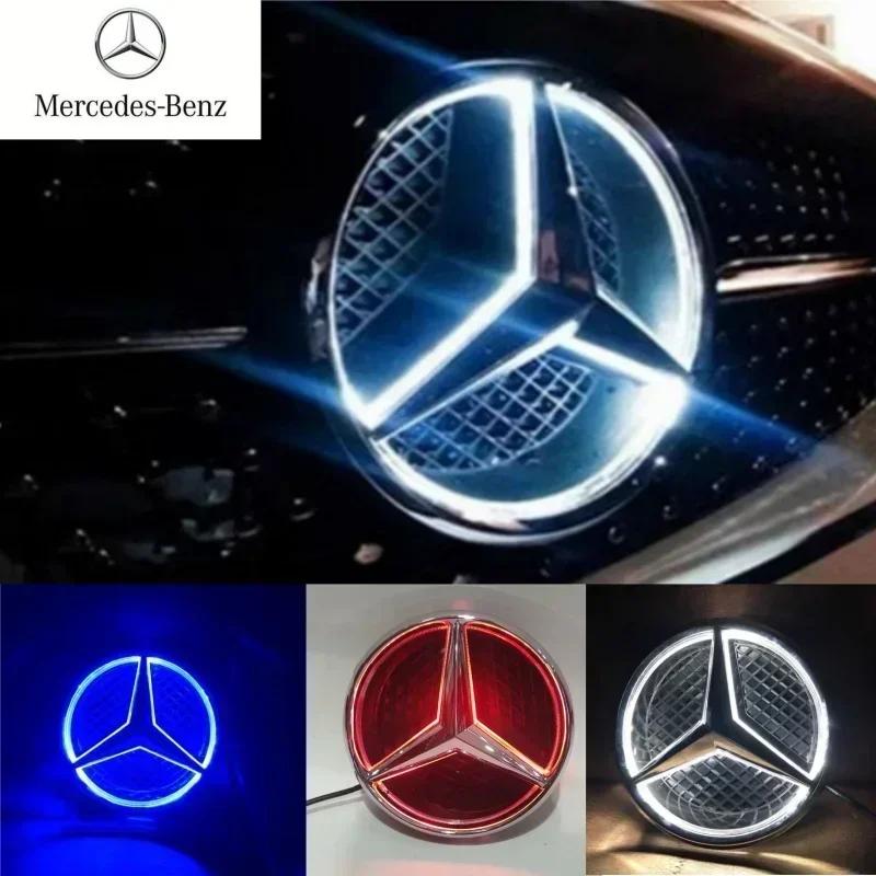 AABGZ1 Mercedes Benz W205, C, E, R, ML, GL, GLA, CLA, CLS, 2013-2016 car front star logo, LED illuminated logo, white light, blue and r