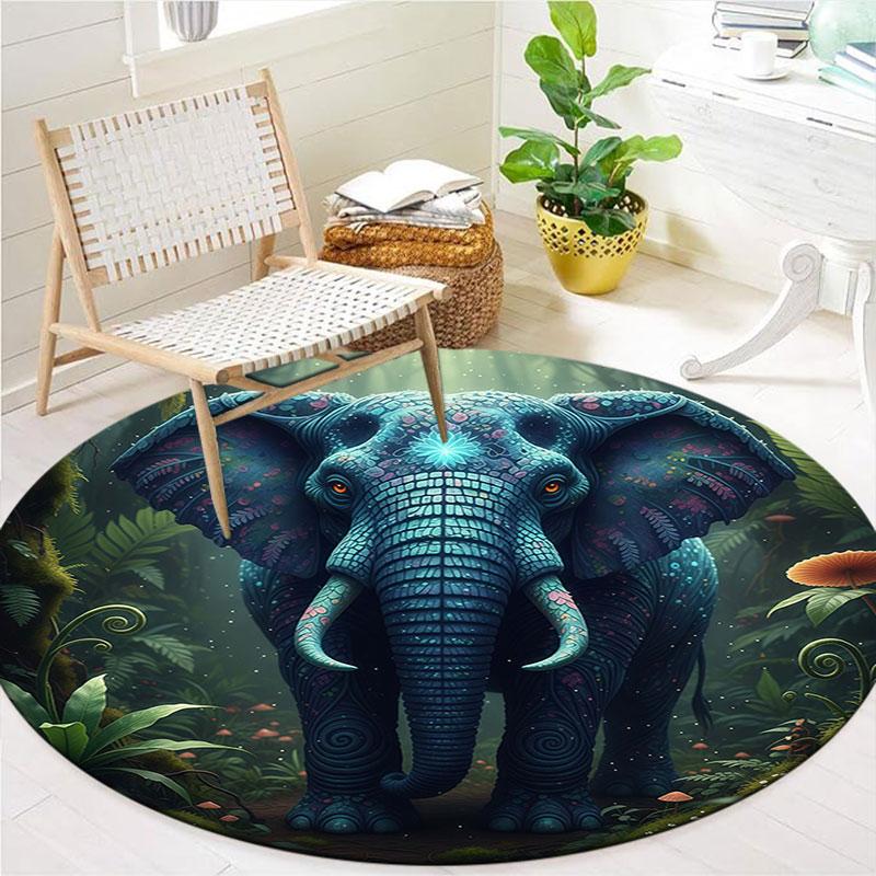 Круглый ковер AnimalsElves, Ковер для гостиной, спальни, дивана, игровой комнаты, Нескользящий коврик для пола
