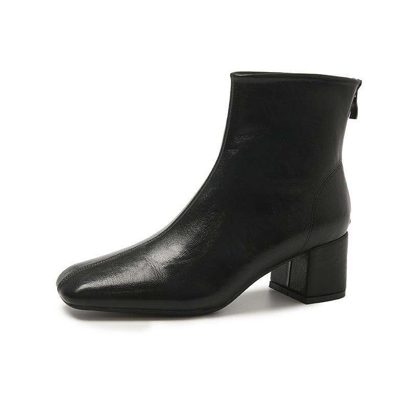 Модные женские кожаные ботинки 2025 Осень Новые Платье Женские Короткие Ботинки Модные На среднем каблуке Женские ботильоны Высокие каблуки Zapatos De Mujer