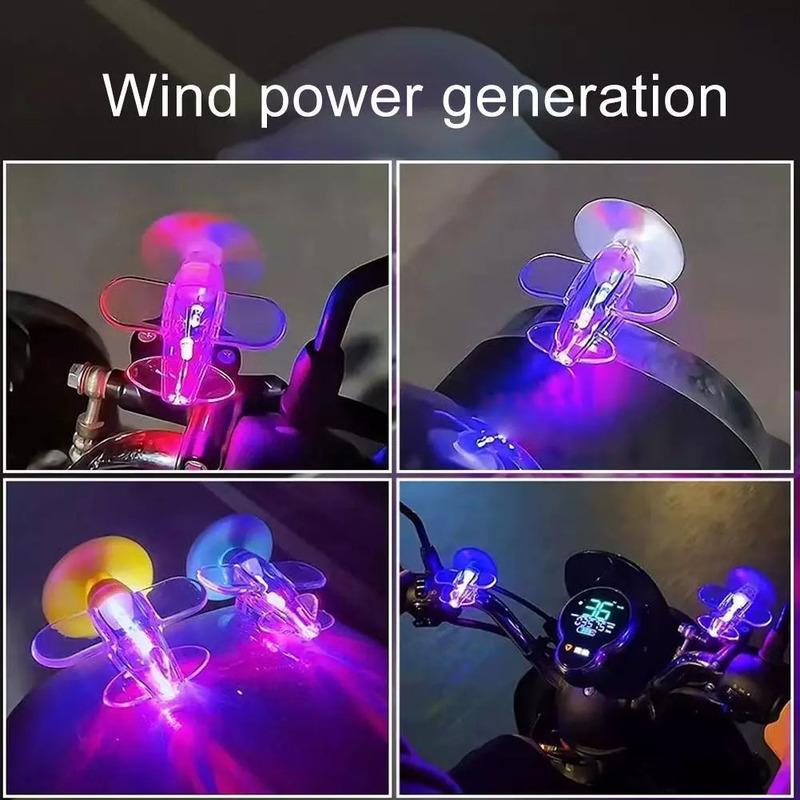 Car Rotatable Airplane Wind Powered Small Led Light Airplane Decor Car Styling Ornaments Bikes MotorcycleBicycle Decorations