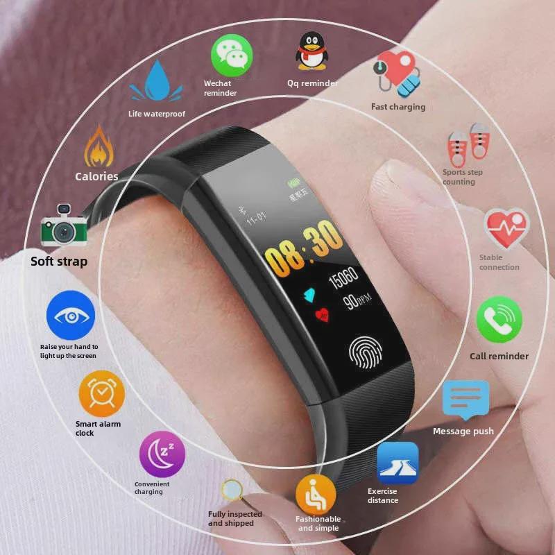 "Smart 115Plus Sports Bracelet: Heart Rate & Blood Pressure Monitor, Color Screen, Pedometer for Men & Women"