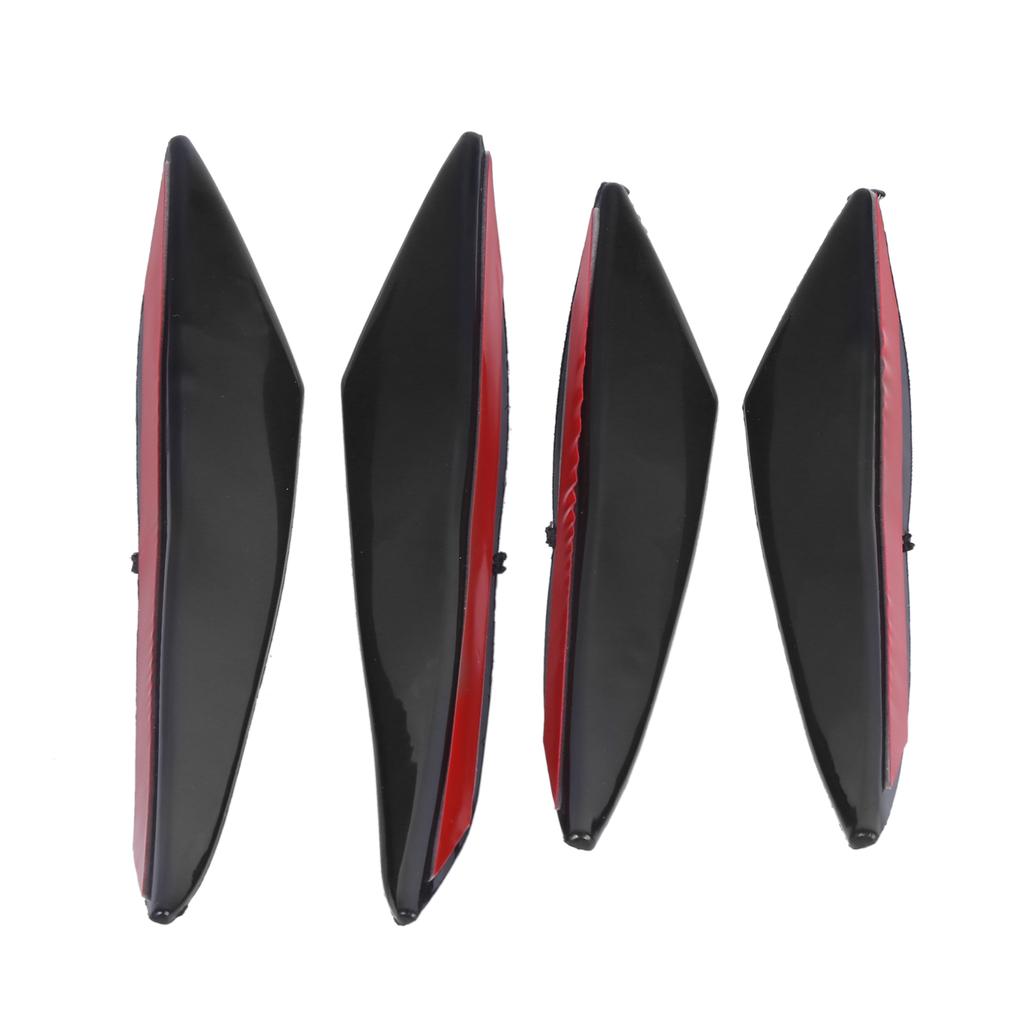 4PCS Car Front Bumper Spoiler Universal Glossy Black Rubber Air Knife for Modification