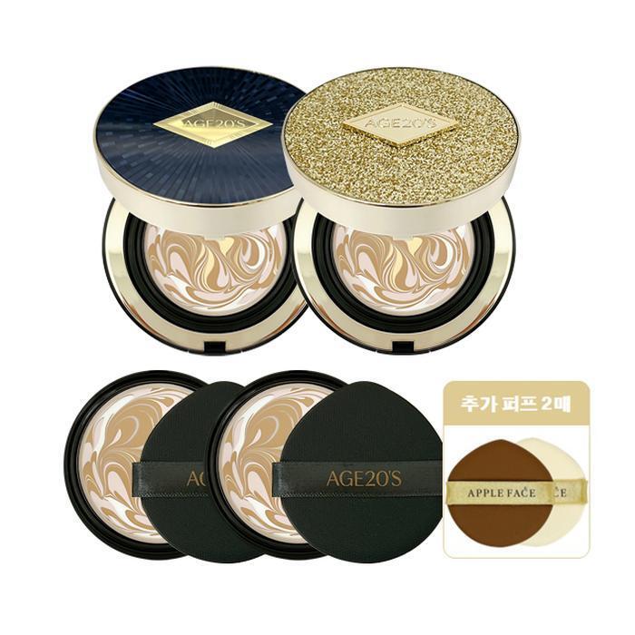 Age 20's Ампульный Кушон Luxe Gold Нет. 21 (2 основных продукта) + 2 сменных блока + 2 спонжа для лица в форме яблока (41248315)