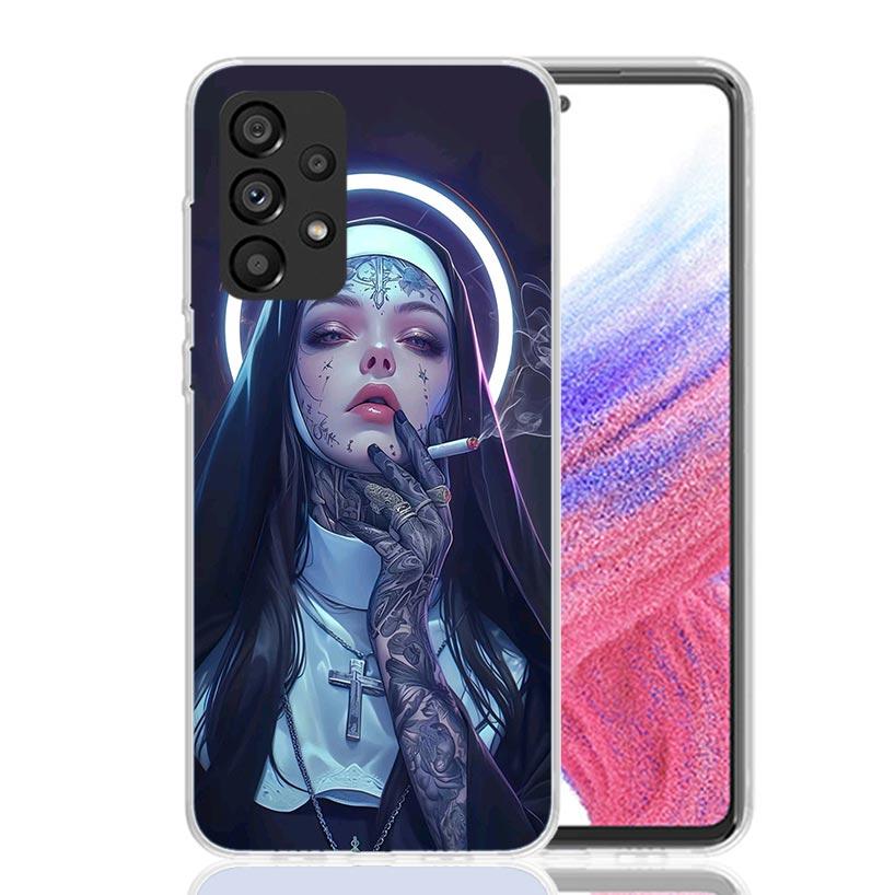 Чехол для телефона "Темная демоническая монахиня" для Samsung Galaxy A17 A16 A14 A15 A13 A57 A56 A54 A55 A53 A37 A36 A34 A35 A33 A26 A24 A25 A23 Galaxy