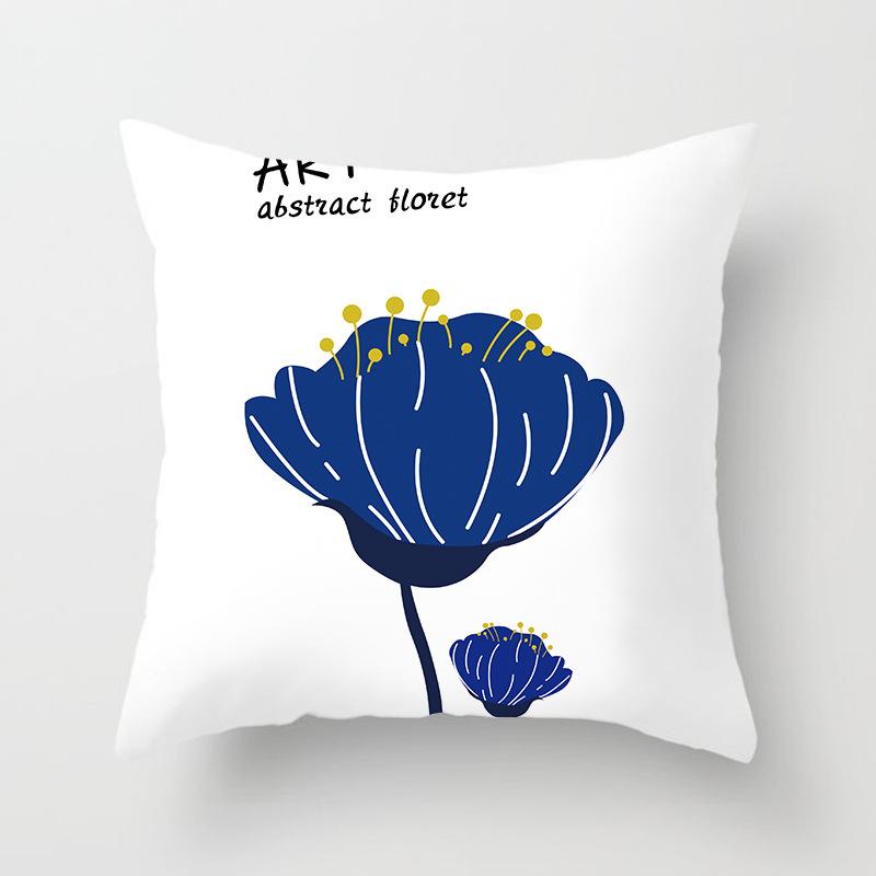 New Nordic Ins Pillow Cover Abstract Geometric Blue Ultra Short Velvet Cushion Cover