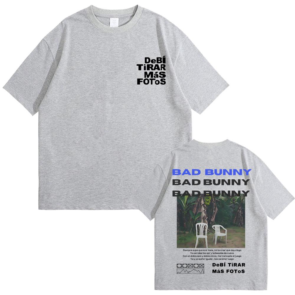 Знаменитая футболка для рэпера Bad Bunny DeBi TiRAR MaS FOToS DTMF Футболка Графика Унисекс Хлопковая футболка Унисекс Хип-хоп Ретро Мода
