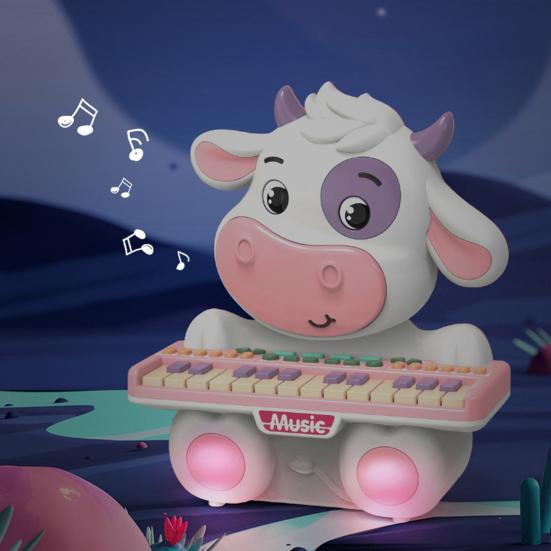 Электронная игрушка-пианино в виде коровы с 24 клавишами для малышей, мальчиков и девочек, обучающий мультфильм «Молочный скот»