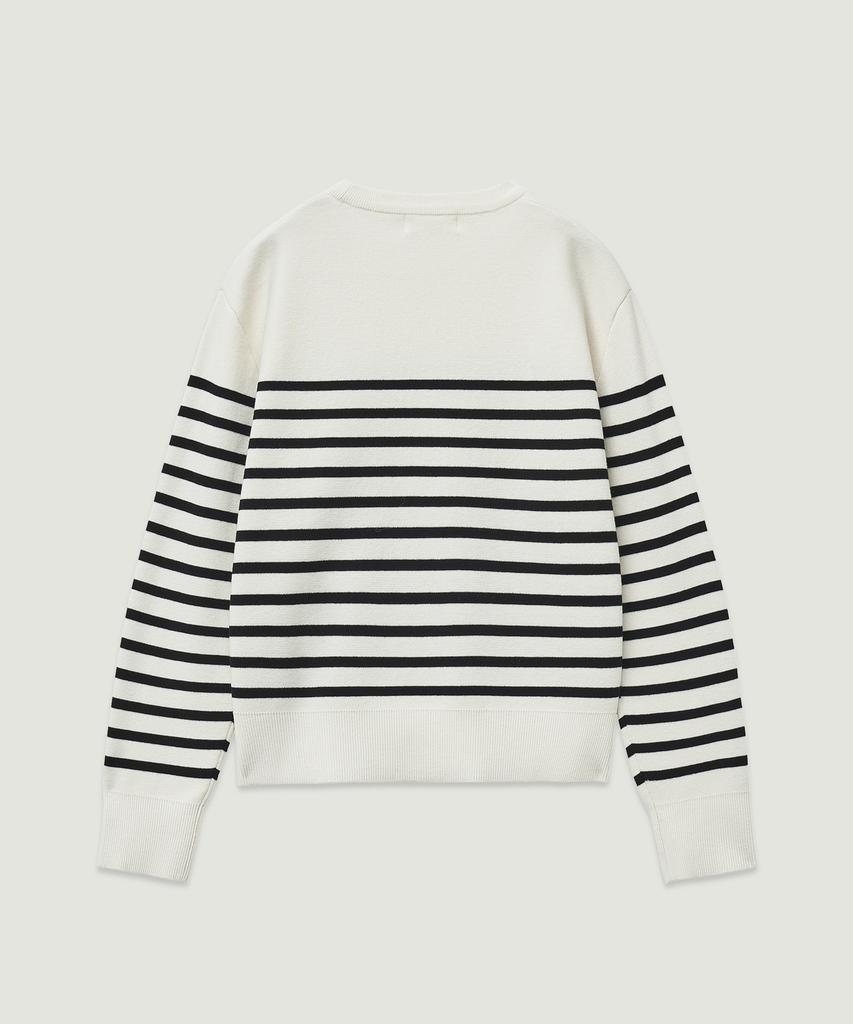LMOOD Marine Wool Cotton Striped Pullover Knit Off-White