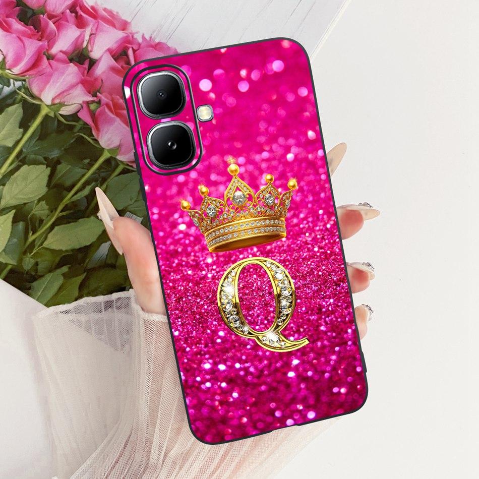 Для Infinix Smart 20 X6840 X6840B Чехол-бампер с буквой 'Crown' Для Infinix Smart20 Черный Силиконовый Мягкие Чехлы