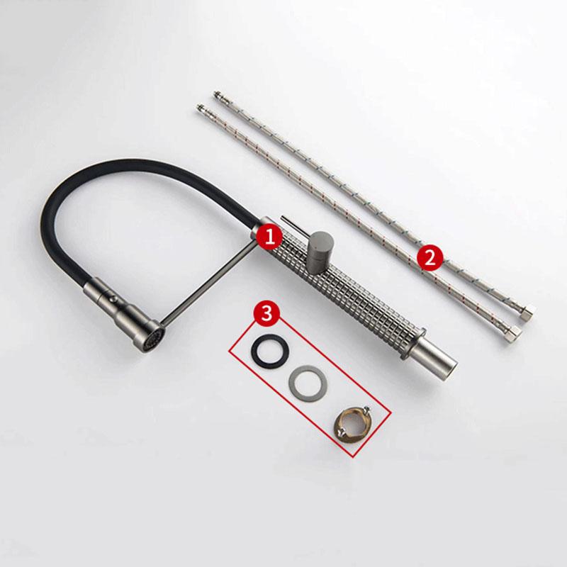 Медный кухонный смеситель для горячей и холодной воды для умывальника, цвета оружейный серый, выдвижной, универсальный вращающийся смеситель для раковины, выдвижной кухонный смеситель