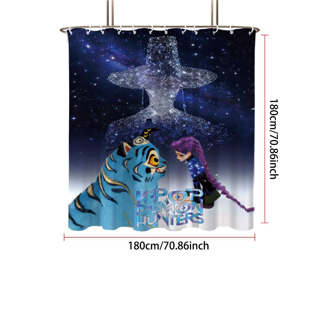 1 шт. K-pop принт «Охотники на демонов» водонепроницаемая перегородка для душа, ванной комнаты, приватности, подвесная штора с 12 крючками, простая установка