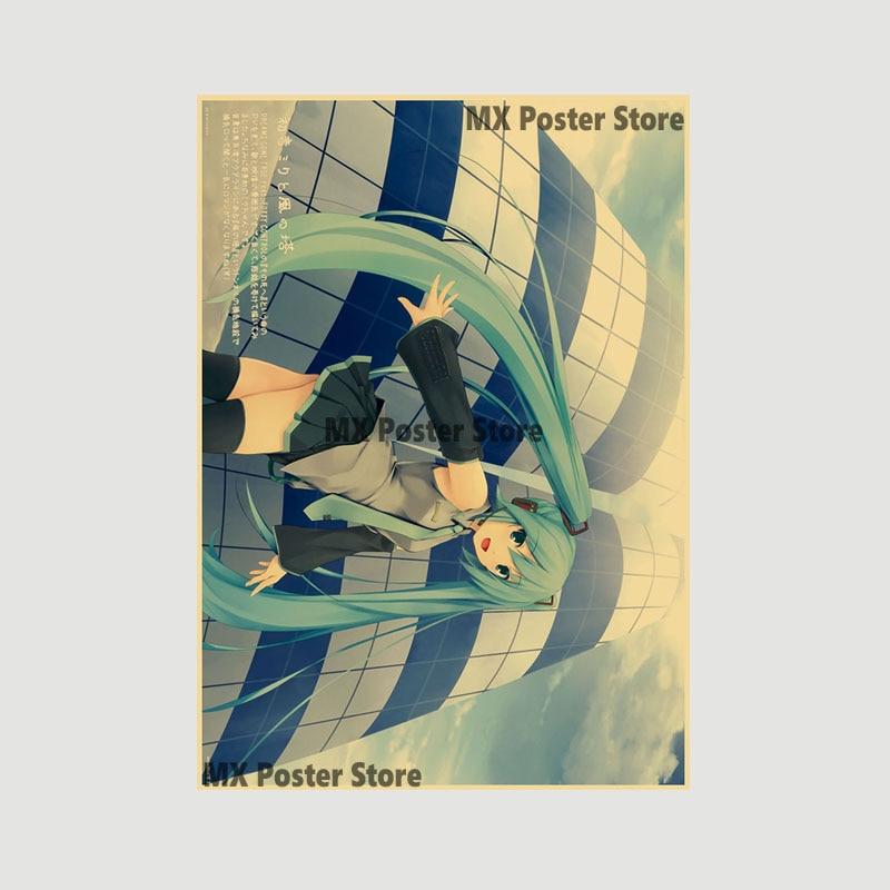 Аниме идол мультфильм певец Мику плакат HD печать крафт-бумага ретро настенные художественные фотографии спальня декоративная живопись домашний декор подарки