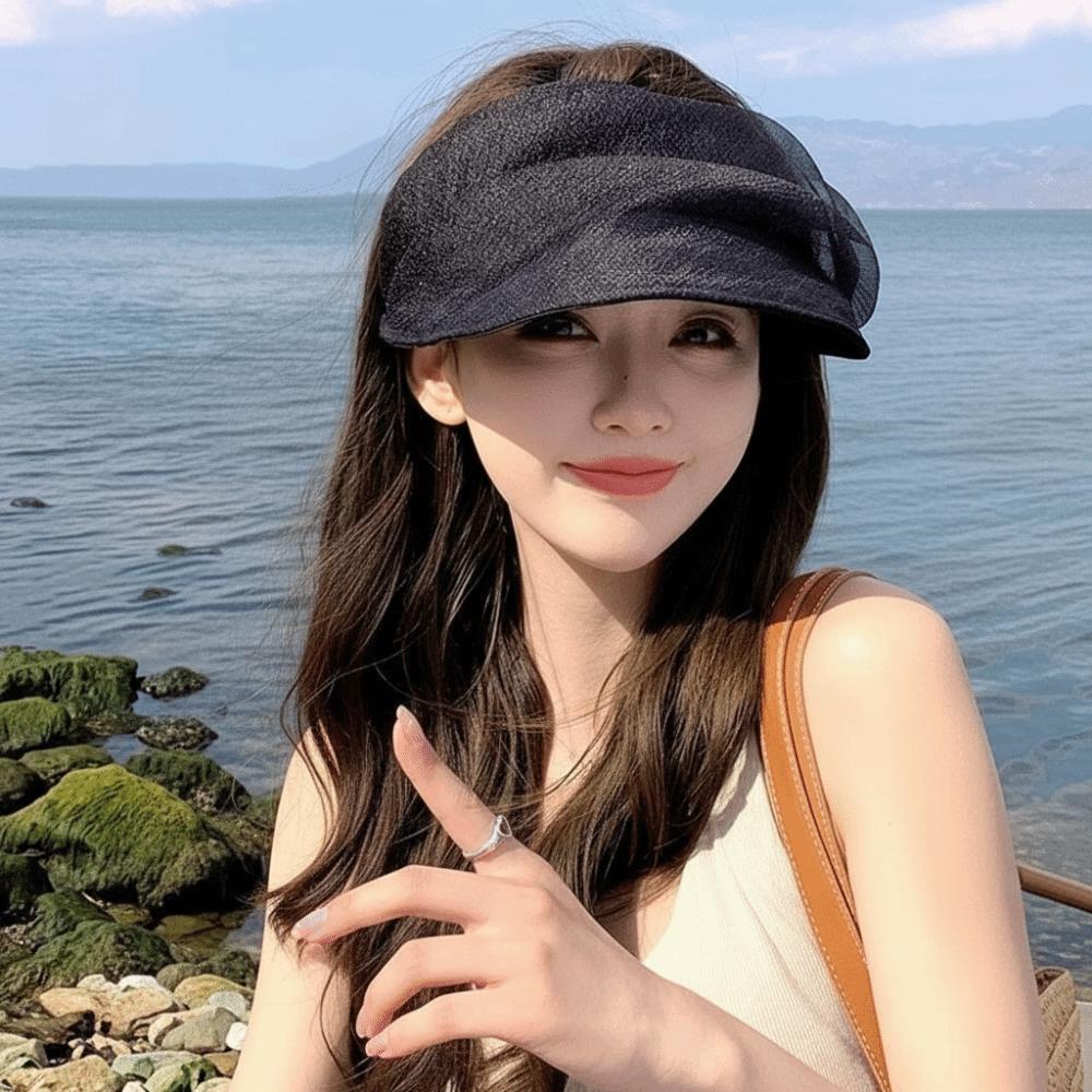 Solid Color Folding Sunshade Hat Breathable Sunscreen Empty Top Hat Wide Brim Visor Caps Kids