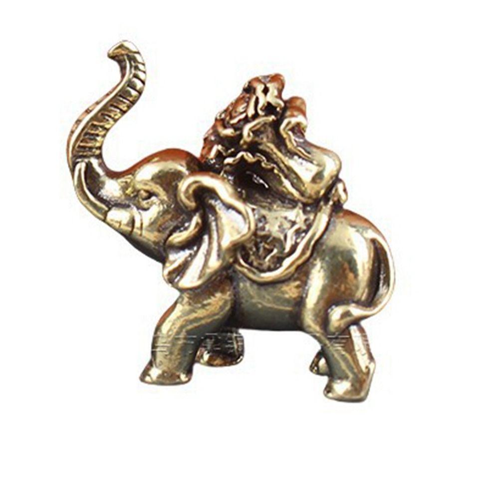 Handicrafts Lucky Elephant Statue Solid Copper Animal Sculpture Brass Elephant Miniatures  Tea Pet