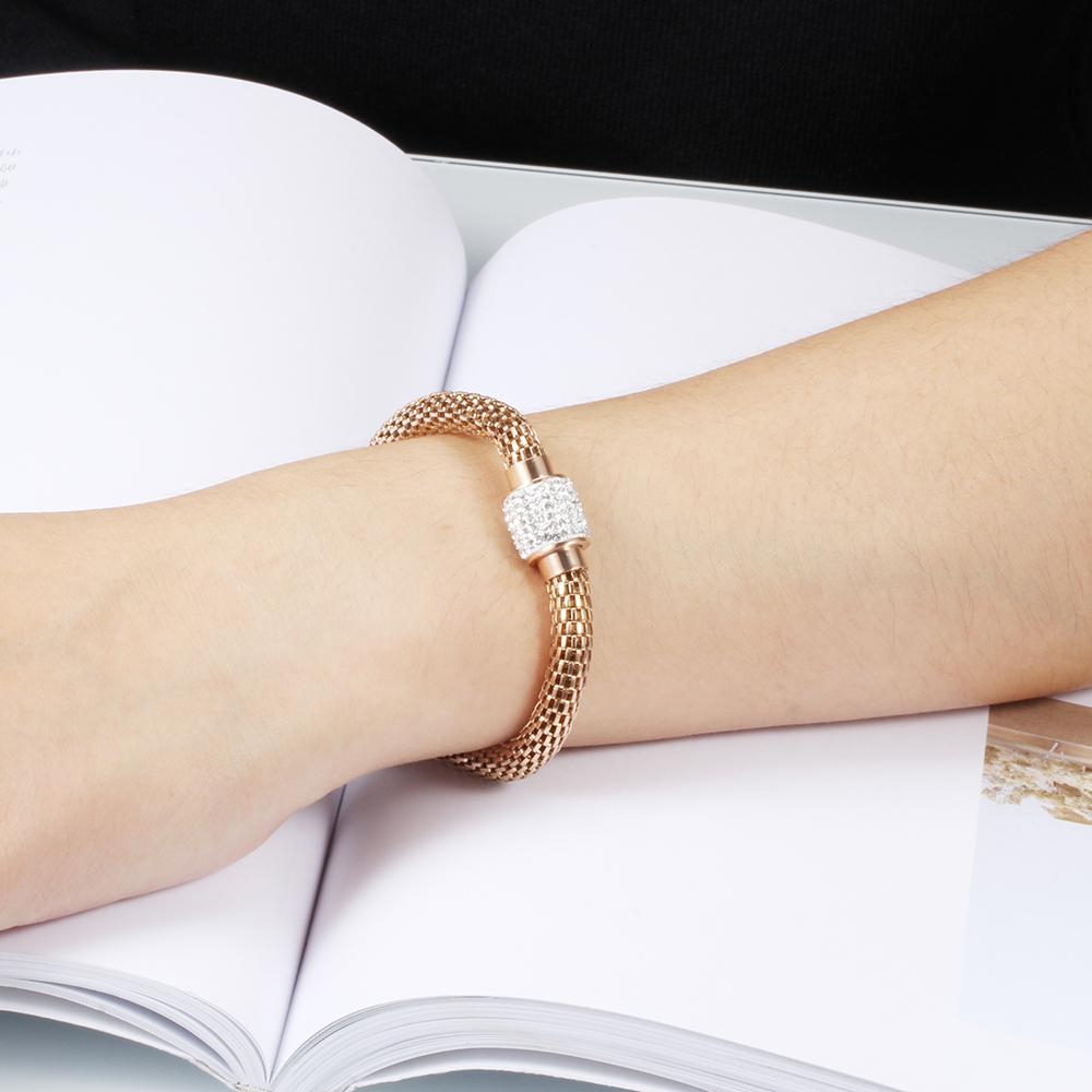 NEW Designer Jewelry Bijouterie Rhinestone Charm Bracelets for Women Stainless Steel Magnet Clasp Crystal Bracelets & Bangles