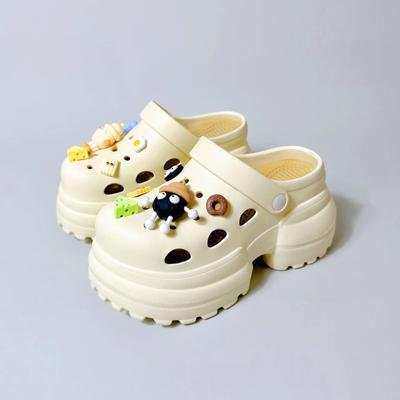 Новые сандалии для девочек на толстой платформе своими руками для женщин, летние шлепанцы на толстой подошве, пляжные тапочки для женщин, нескользящие сабо из ЭВА, садовая обувь