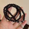 Retro Black Beaded Bracelet & Necklace Set - Light Luxury Chinese Style for Women