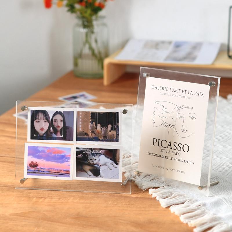 Transparent Photo Frames Acrylic Magnetic Kpop Idol Photocard Holder Desktop Ornament Photo Card Collect Poster Display Stand