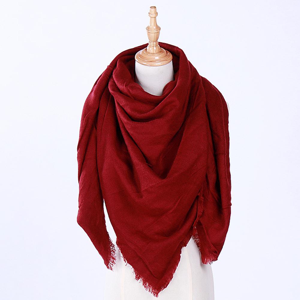 Women Cashmere-Like Scarf Fashion Solid Color Triangle Shawl Wraps Woolen Soft Fleece Scarf